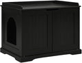 unipaws Black Cat Litter Box Enclosure Furniture, Kitty Hidden Cover, Concealed by unipaws