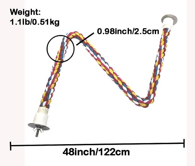 2pcs 48inch Parrot Rope Perches, Bendable Climbing Standing Chew Cage Toys - Image 3