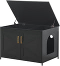 unipaws Black Top Opening Cat Litter Box Enclosure, Flip Top XL Extra Large Cat by unipaws