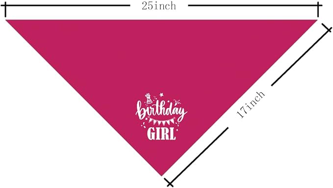 Birthday Girl Dog Bandana, Deep Pink Dog Bandana, Funny Cute Dog Bandana - Image 4
