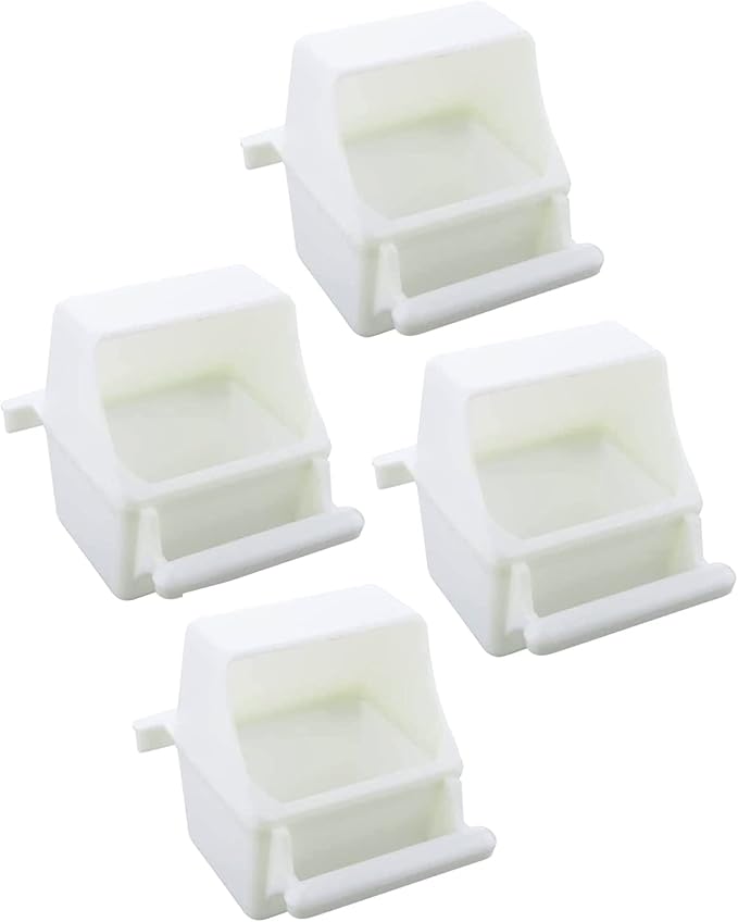 Lot of 4 Bird Cage White Plastic Seed Water Feeder Cups by Mcage