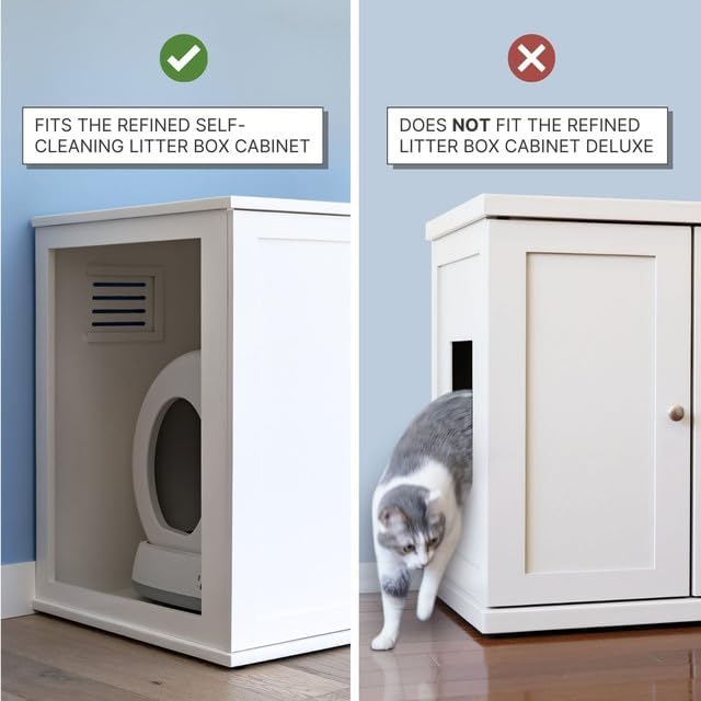 Refined Self Cleaning Litter Box Cabinet-Litter Catch White - Image 2