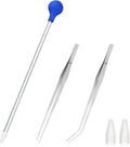 1 Pc 18.5 in Long Pipette with 2 Pc Stainless Steel Feeding Long Tweezers by Hufopik