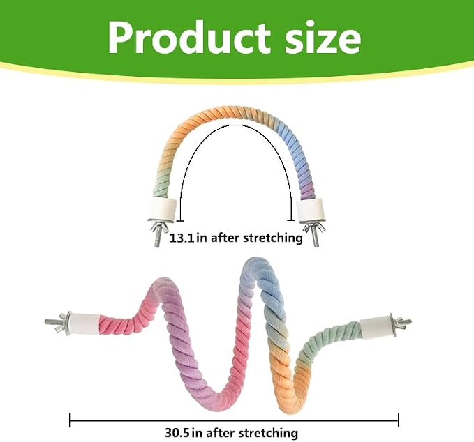 3Pcs Rope Perches for Bird Cages, Rope Perch for Parrots, Cockatiels & Parakeets - Image 4