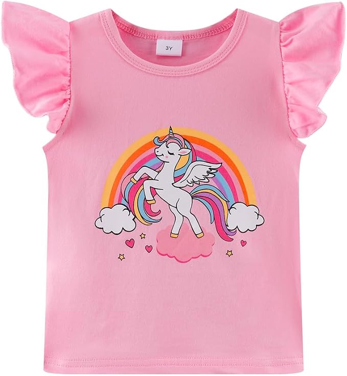 Girls Skirt Set 2 Piece Outfit Toddler Summer Clothes Ruffle Sleeve T-Shirt Bow - Image 4