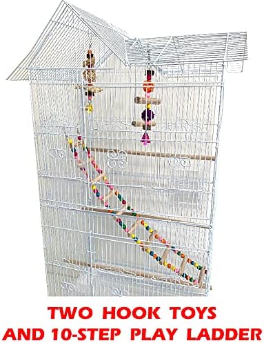 38-Inch Double Roof Top Large Flight Bird House Cage - Image 3