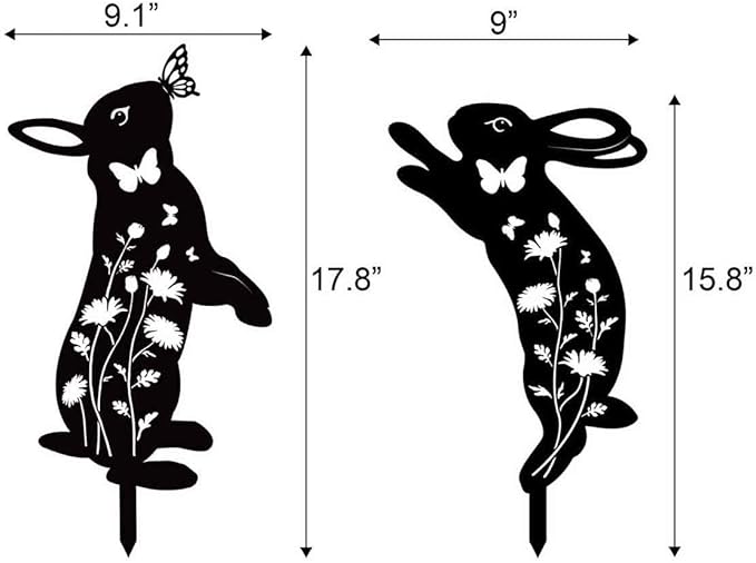 Metal Bunny Garden Decor, Metal Yard Art Animals Garden Stakes Rabbit Silhouette - Image 6