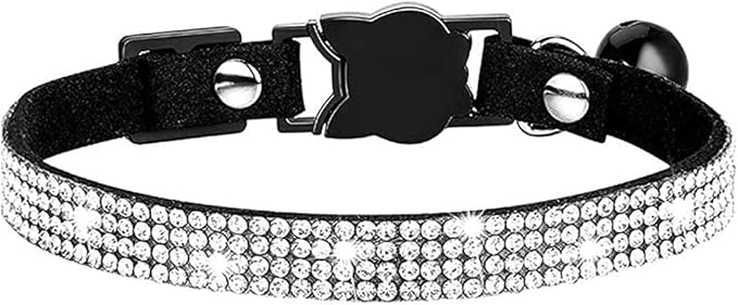 Cat Collars, Rhinestone for Girl Cats Bling Kitten Flower Adjustable Breakaway by Bbmmayy