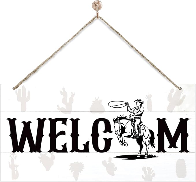 Welcome Sign for Front Door, Welcome Decor Wooden Hanging Sign for Wall Decor by corner+wind