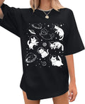 Cat Shirts for Women Oversized Cat Mom Shirt Animal Print Tops Cute Teen by Tewmeu