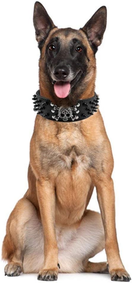 Serijoars Spiked Studded Dog Collar, PU Leather Dog Collar, Adjustable Pet - Image 3