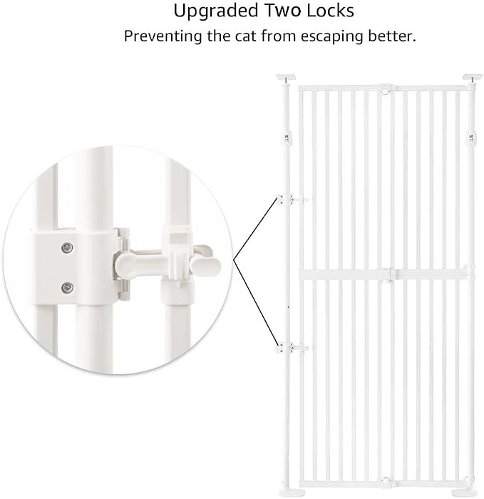 unipaws 75" High Extra Tall Cat Gate, Auto Closing and No Drilling Safety Gate - Image 5