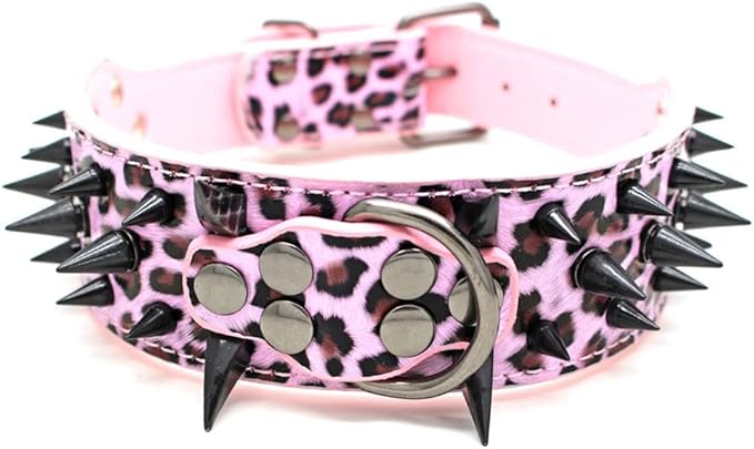 Serijoars Spiked Studded Dog Collar, PU Leather Dog Collar, Adjustable Pet by Serijoars