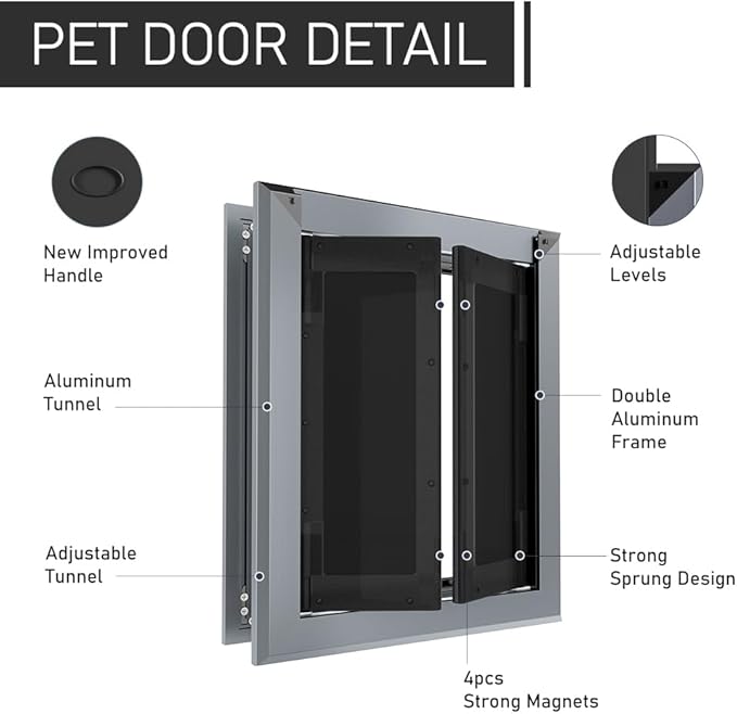 【PATAPLUS】 Aluminum French Large Dog Door, Strong Double Magnetic Flaps - Image 4