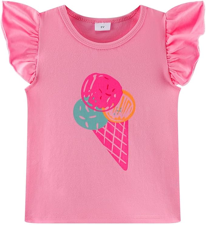 Girls Skirt Set 2 Piece Outfit Toddler Summer Clothes Ruffle Sleeve T-Shirt Bow - Image 4