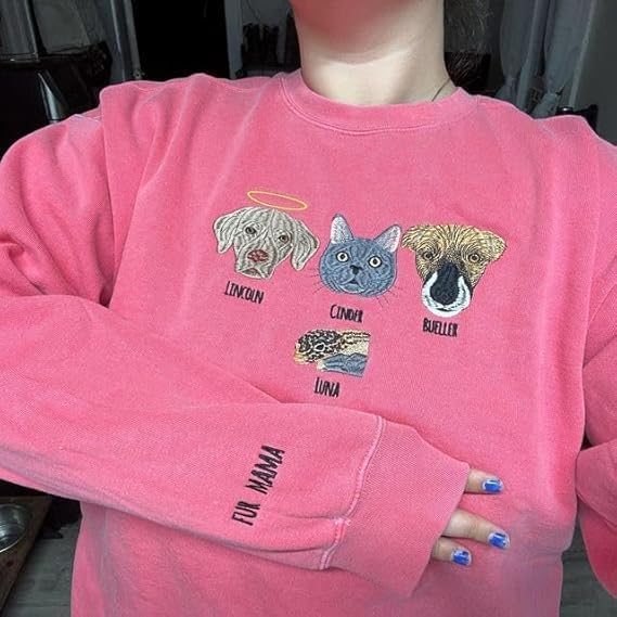 Custom Pet Embroidered Sweatshirt, Custom Dog Face Embroidered Sweatshirt - Image 3