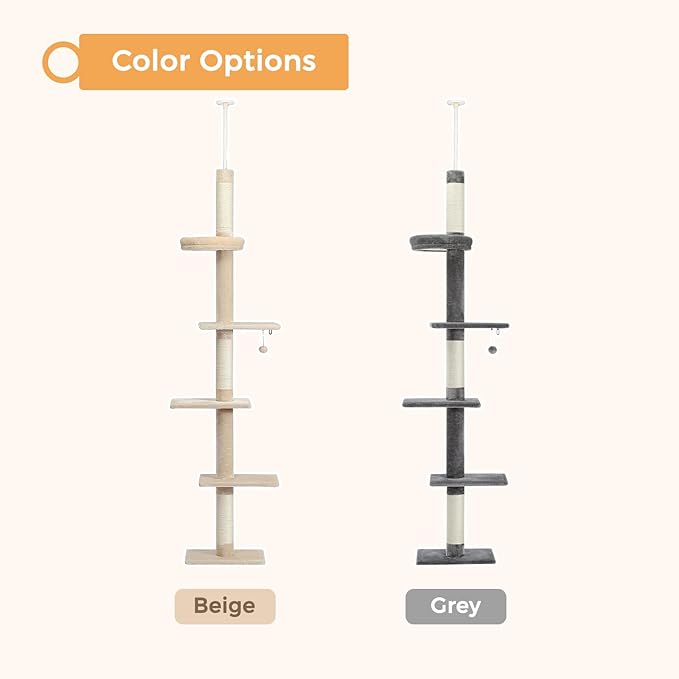 PETEPELA Floor to Ceiling Cat Tree, Cat Tower 5-Tier Height Adjustable - Image 3