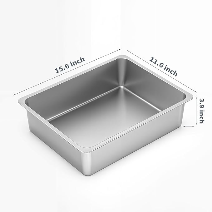 Kirecoo Stainless Steel Cat Litter Box, Small Metal High Sided Cat Pan Box - Image 2