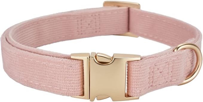 Soft Cotton Dog Collar with Metal Buckle Adjustable Heavy Duty Comfy Corduroy by YUDOTE