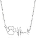 Personalized Cute Dog Cat Paw Name Necklace Forever Love Custom Heart Pendant by RESVIVI