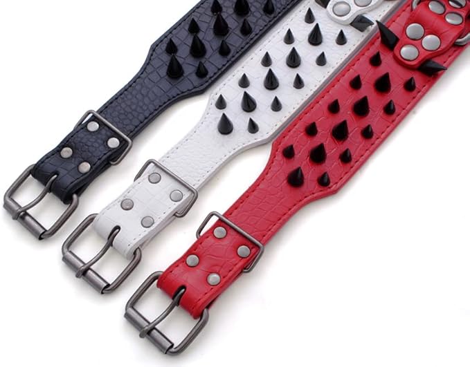 Serijoars Spiked Studded Dog Collar, PU Leather Dog Collar, Adjustable Pet - Image 3