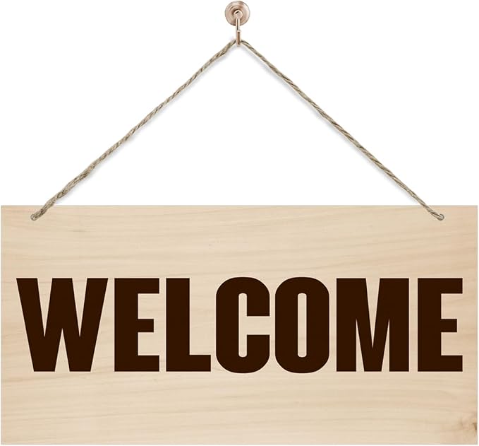 Welcome Sign for Front Door, Welcome Decor Wooden Hanging Sign for Wall Decor by corner+wind