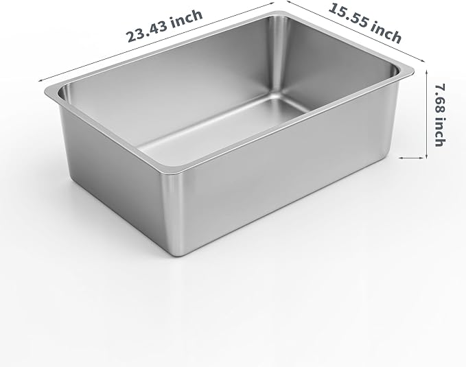 Kirecoo Stainless Steel Cat Litter Box XXL- Metal High Sided Cat Pan, Large - Image 2