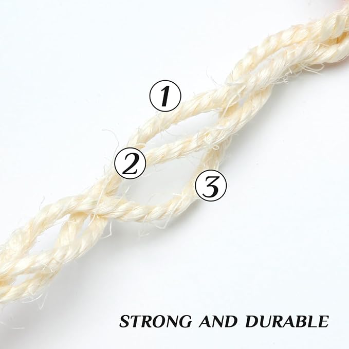 Natural Sisal Rope 1/4 Inch 6mm 98-Feet - Image 3
