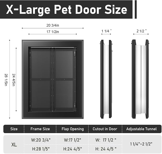 【PATAPLUS】 Aluminum French Large Dog Door, Strong Double Magnetic Flaps - Image 6