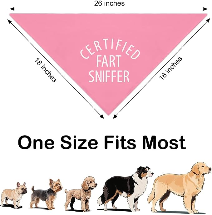 Certified Fart Sniffer Pink Dog Bandana, Funny Pet Bandana Adjustable Scarf - Image 2