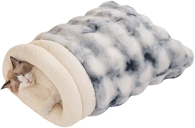 Self-Warming Cat Sleeping Bag, Enclosed Hooded Snuggle Sack by COZYHOMECHICSTYLE