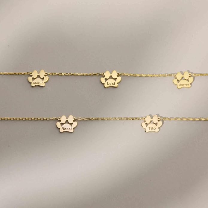 Personalized Cute Dog Cat Paw Name Necklace Forever Love Custom Heart Pendant - Image 5