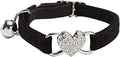Heart Bling Cat Collar with Safety Belt and Bell Adjustable 8-10 inches by WDPAWS