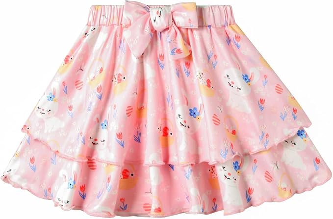 Girls Skirt Set 2 Piece Outfit Toddler Summer Clothes Ruffle Sleeve T-Shirt Bow - Image 6