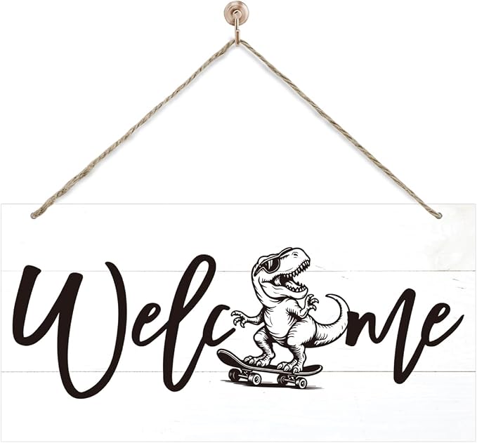 Welcome Sign for Front Door, Welcome Decor Wooden Hanging Sign, Fun and Trendy by corner+wind