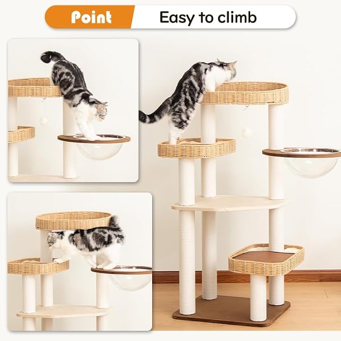 Modern Cat Tree for Large Cats, 48-Inch Tall Cat Tree Tower - Image 6