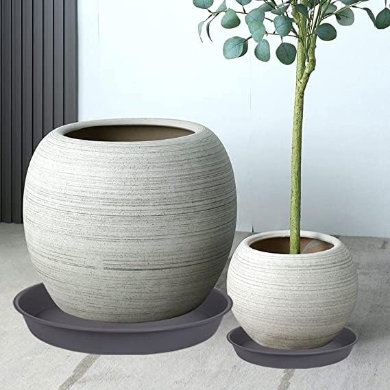 6 Pack of 12 inch Plant Saucer Gray, Heavy Duty Plastic Plant Saucer 12 inch - Image 3