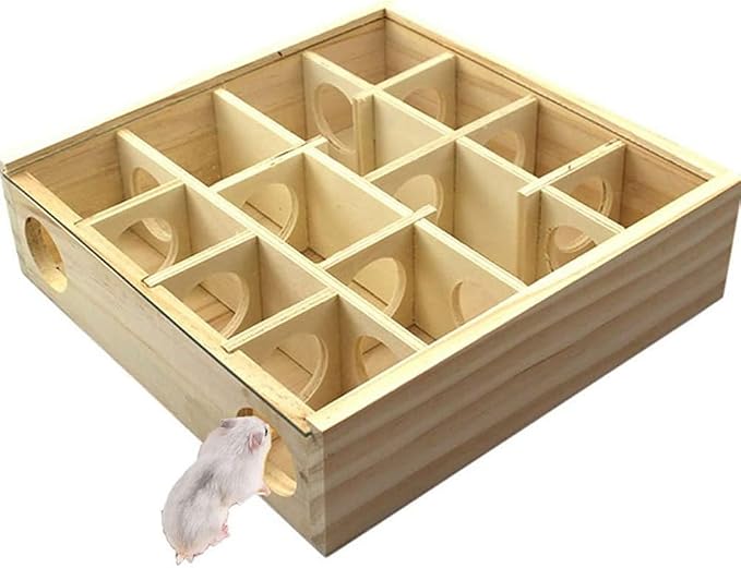 Wooden Hamster Maze Toy Multi-Grid Maze Household Hamster Hideaway Toy Small by GATHINESS