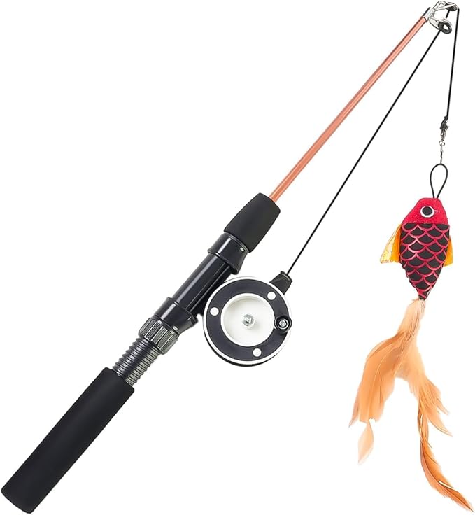Cat Toys Interactive for Indoor Cats Wand Retractable Fishing Pole by jiafeipet