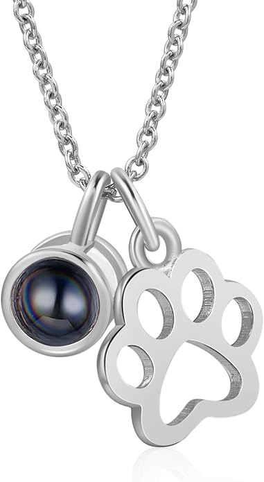 Personalized Cute Dog Cat Paw Name Necklace Forever Love Custom Heart Pendant by RESVIVI