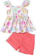 Toddler Baby Girls Summer Clothes Outfits Ruffled Sleeve Dinosaur Shirt Leopard by Popshion