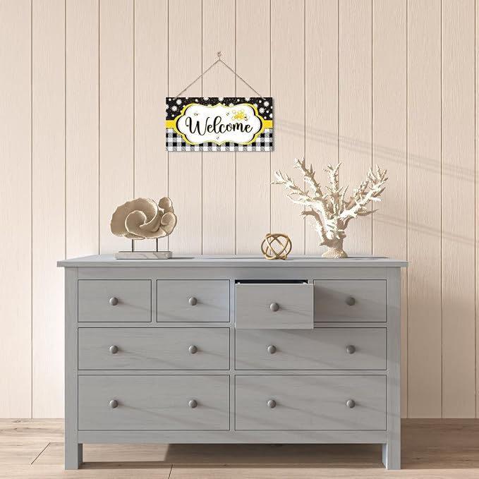 Daisy and Bee Welcome Sign, Rustic Daisy Summer Welcome Sign - Image 4