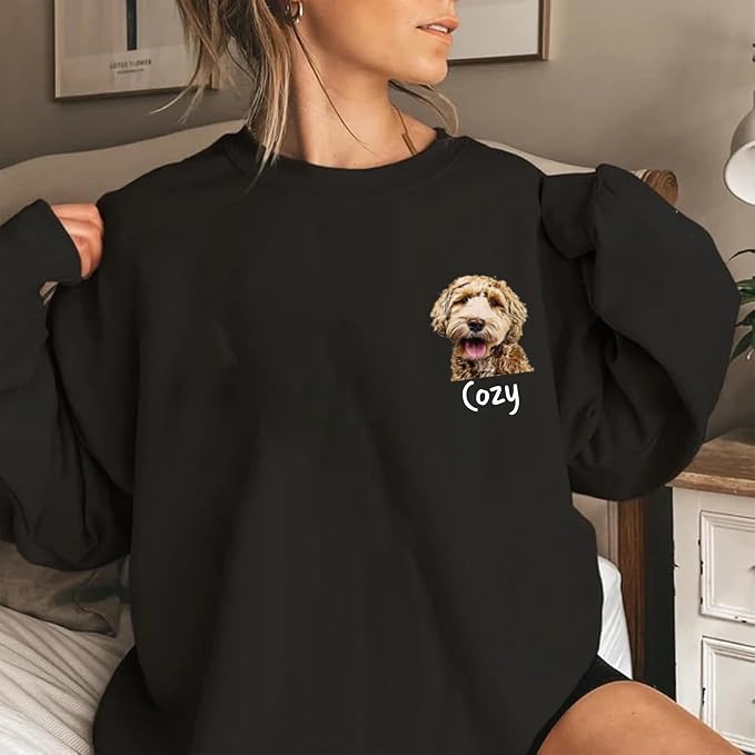 Custom Dog Face Sweatshirt Hoodie T-Shirt, Custom Pet Name, Personalized Pet - Image 3