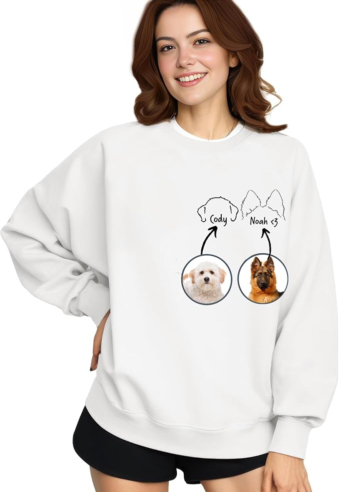 Custom Dog Face Sweatshirt Hoodie T-Shirt, Custom Pet Name, Personalized Pet - Image 4