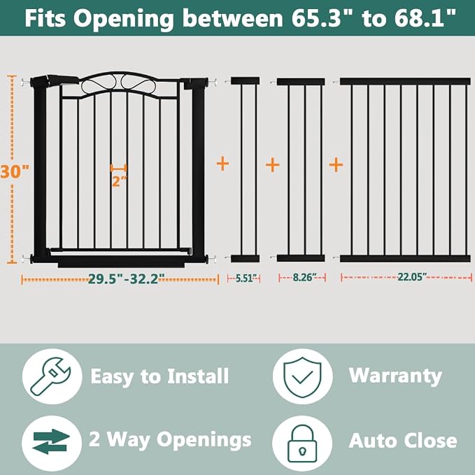 Fairy Baby 65.4"-68.1" Extra Wide Baby Gate - Image 2