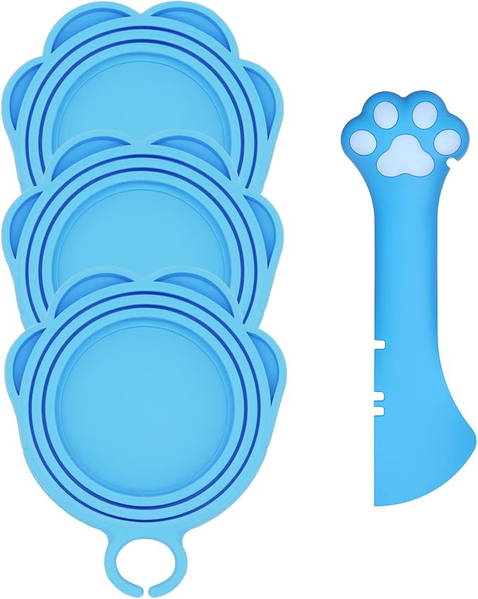 Cat Food Can Spoon & 3 Pcs Can Lids | Cute Paw Shape Covers & Opener by DORUI