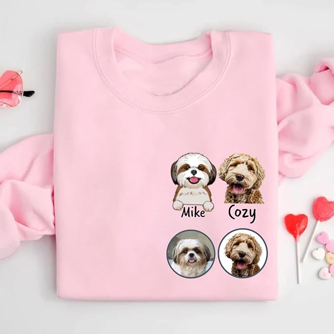 Custom Dog Face Sweatshirt Hoodie T-Shirt, Custom Pet Name, Personalized Pet - Image 4