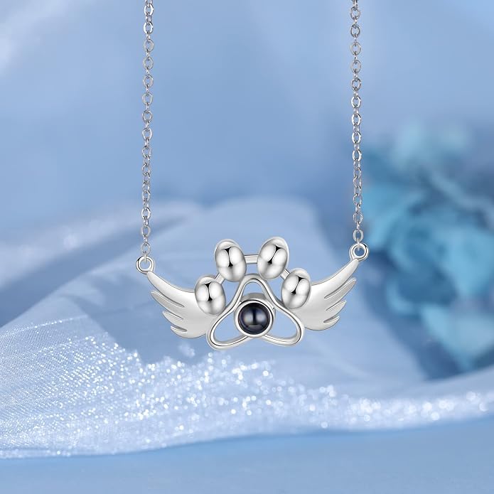 Personalized Cute Dog Cat Paw Name Necklace Forever Love Custom Heart Pendant - Image 4