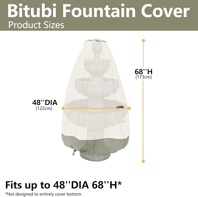 Bitubi Fountain Cover（48"x68"） 600D Oxford Cloth Garden Fountain Statue - Image 2