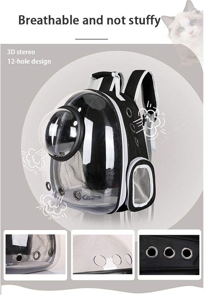 Pet Space Capsule Backpack, Small Medium Cat Puppy Dog Carrier, Transparent - Image 3